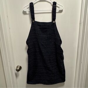 Bridge & Burn Women’s Overall Dress Navy White Stripes Size Large Pockets